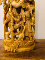 Wooden Beautifully Carved Radha Krishna Statue