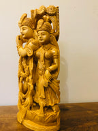 Wooden Beautifully Carved Radha Krishna Statue