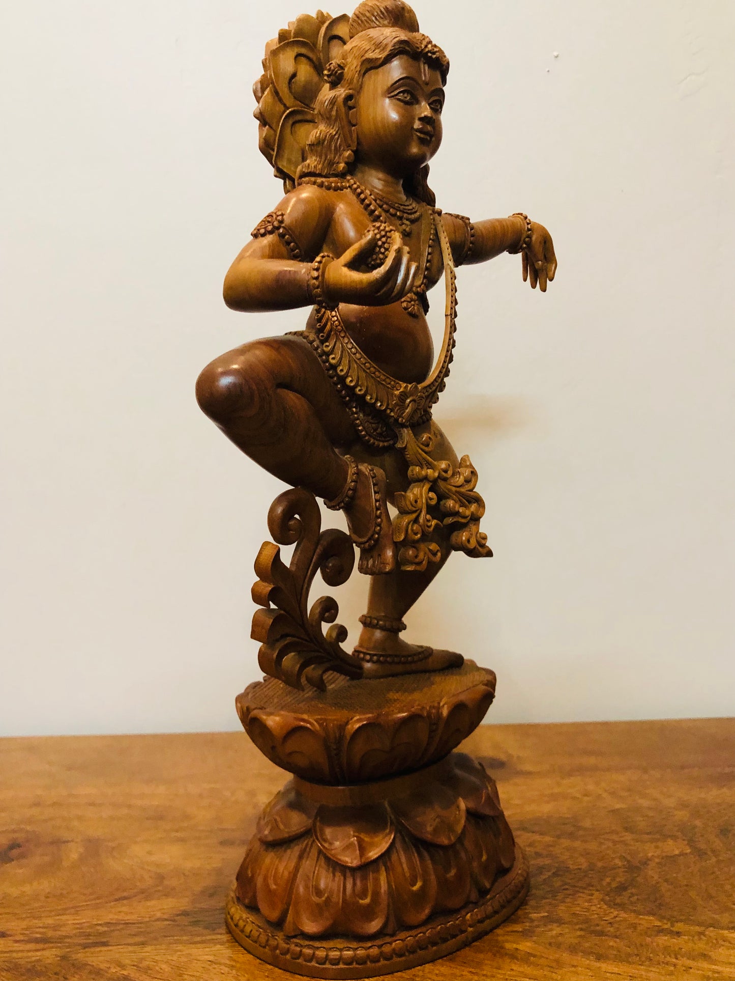 Sandalwood Hand Carved Dancing Krishna