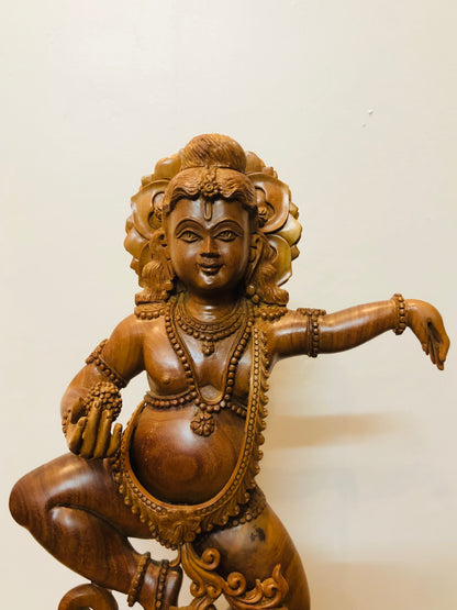 Sandalwood Hand Carved Dancing Krishna