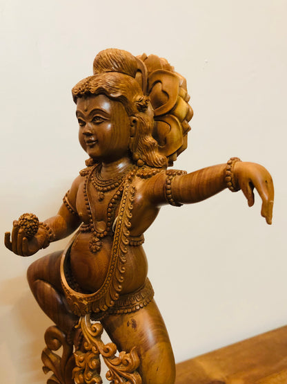 Sandalwood Hand Carved Dancing Krishna