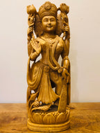 Wooden Fine Hand Carved Laxmi Statue