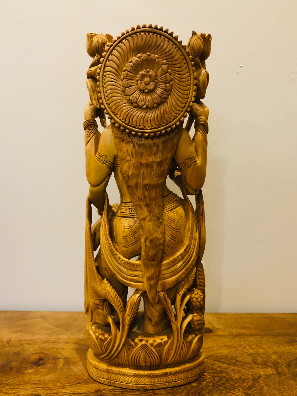 Wooden Fine Hand Carved Laxmi Statue