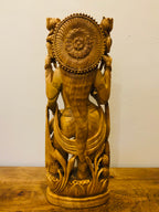 Wooden Fine Hand Carved Laxmi Statue