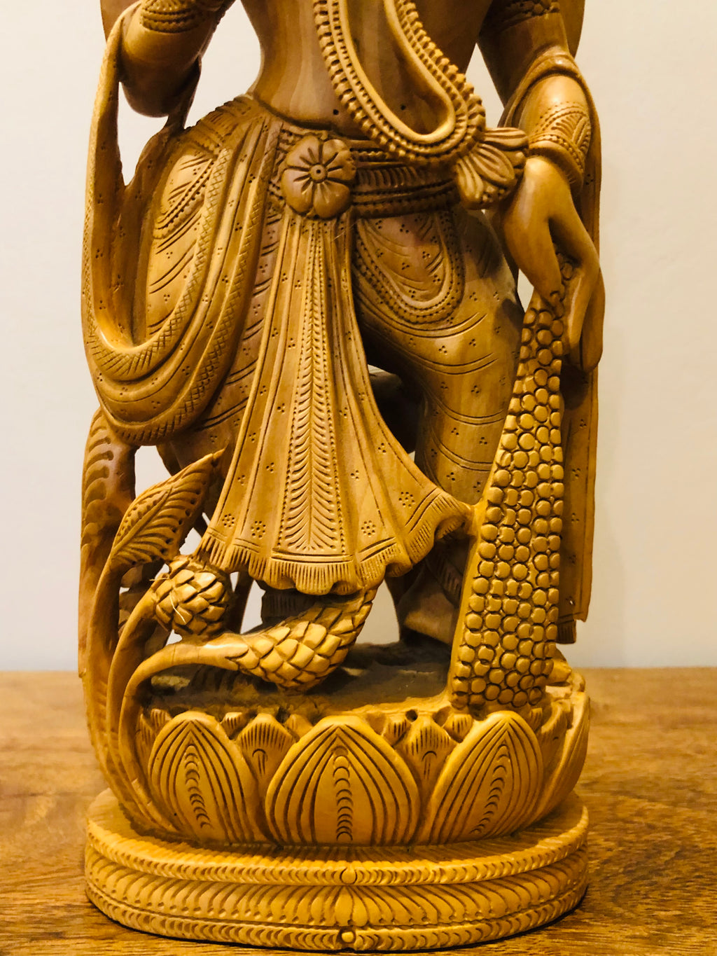 Wooden Fine Hand Carved Laxmi Statue