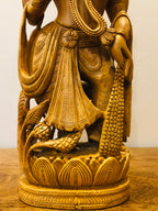 Wooden Fine Hand Carved Laxmi Statue