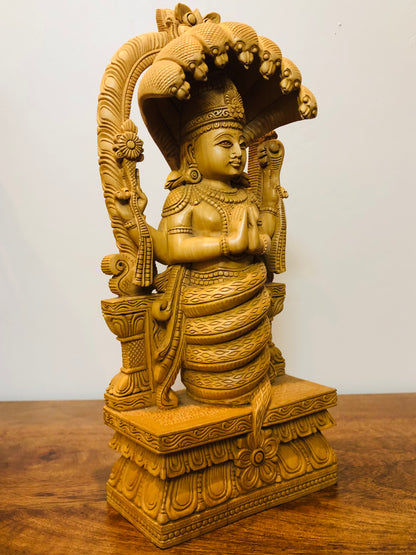 Wooden Hand Carved Fine Patanjali Statue