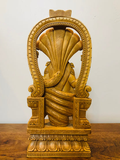Wooden Hand Carved Fine Patanjali Statue