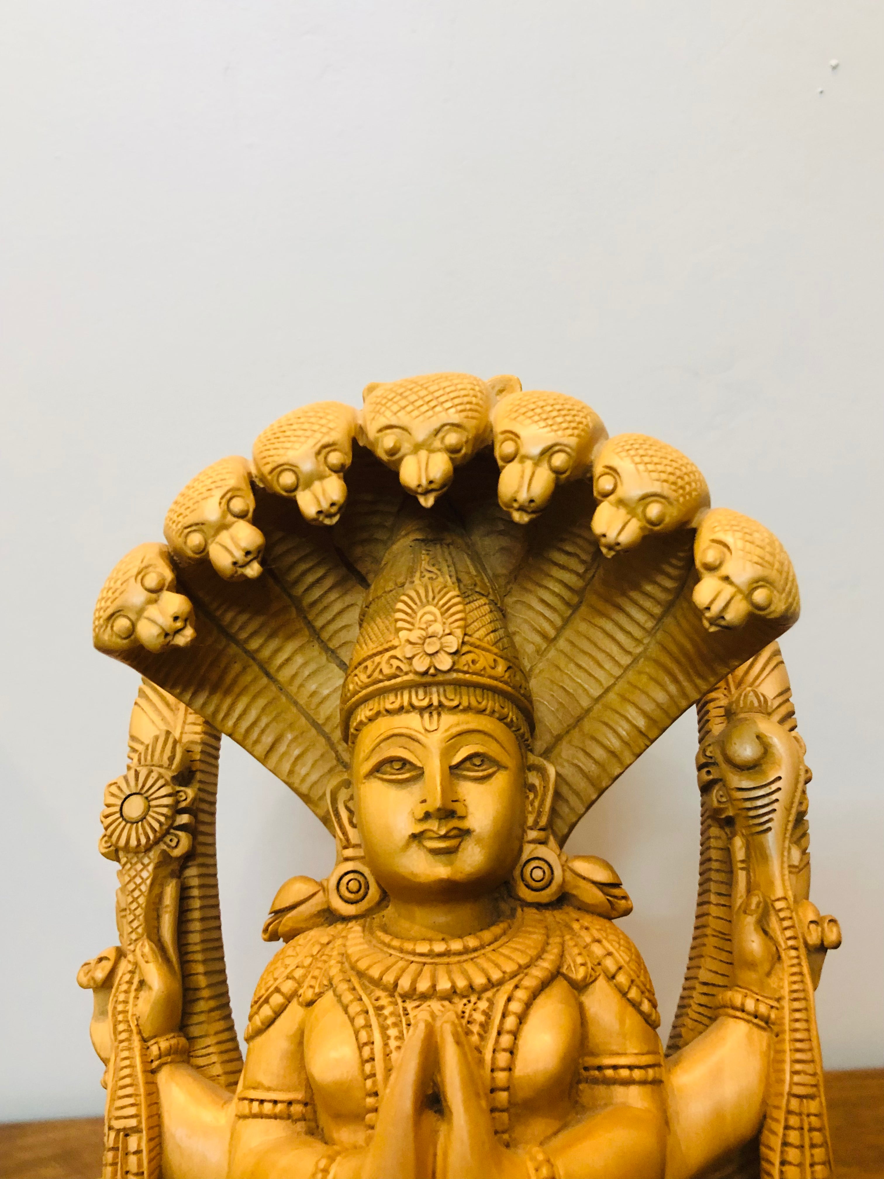 Wooden Hand Carved Fine Patanjali Statue