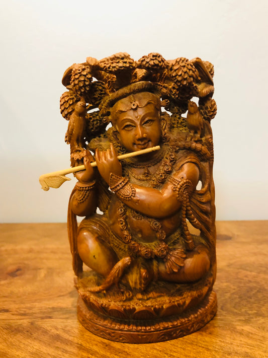 Sandalwood Carved Small Krishna Miniature idol