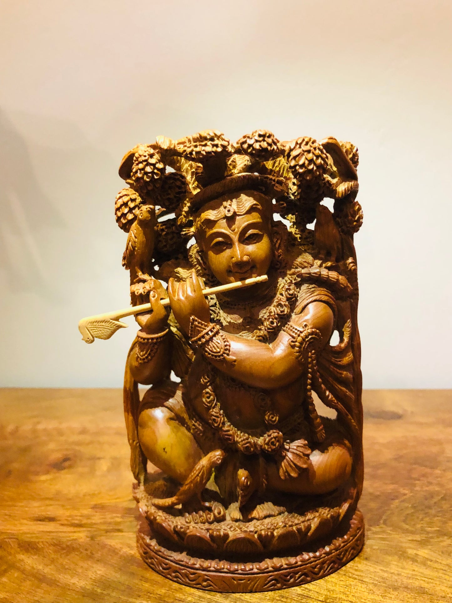 Sandalwood Carved Small Krishna Miniature idol