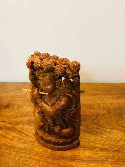 Sandalwood Carved Small Krishna Miniature idol