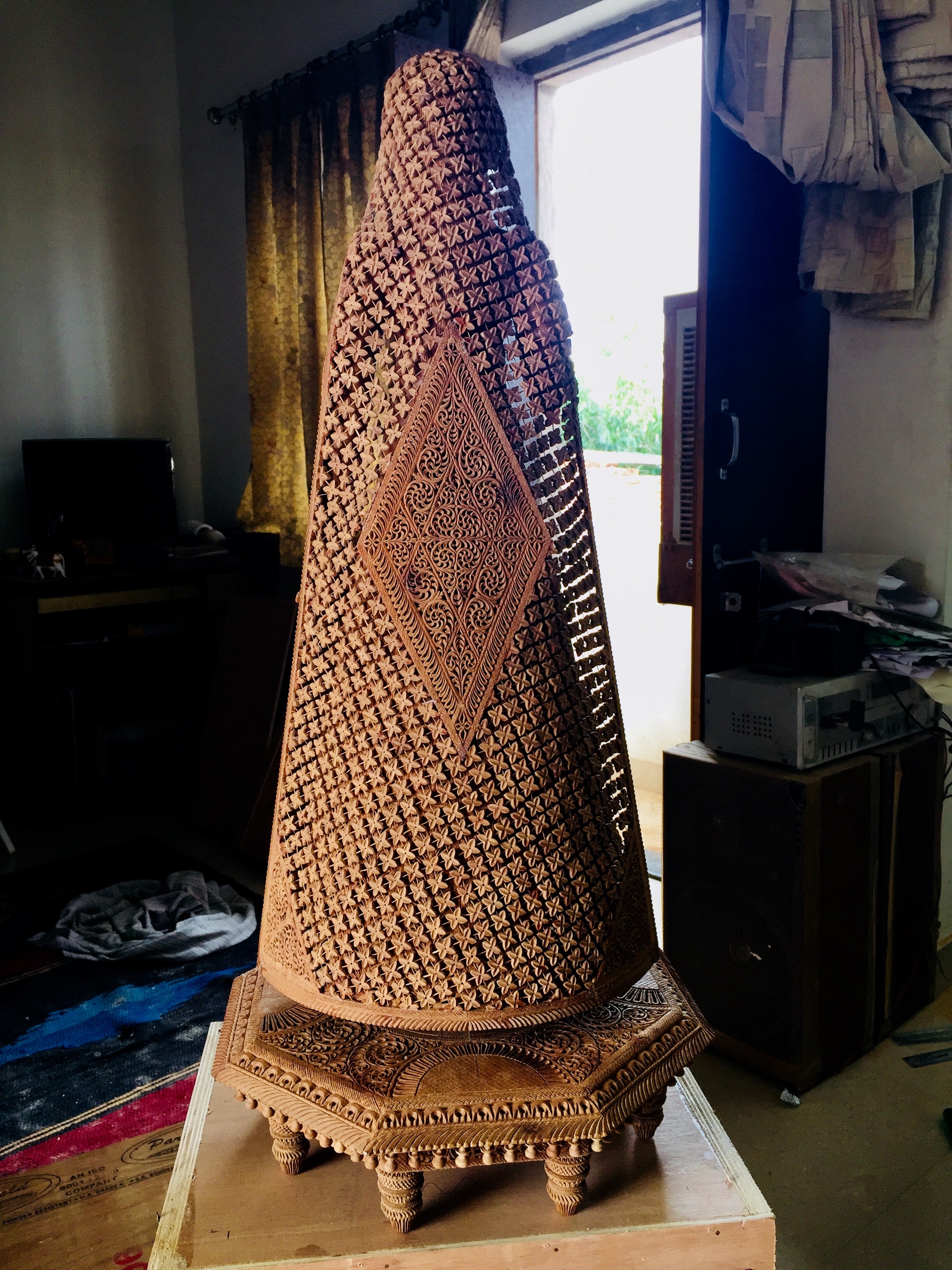 Sandalwood fine Carved Art Piece Rajasthani Lady