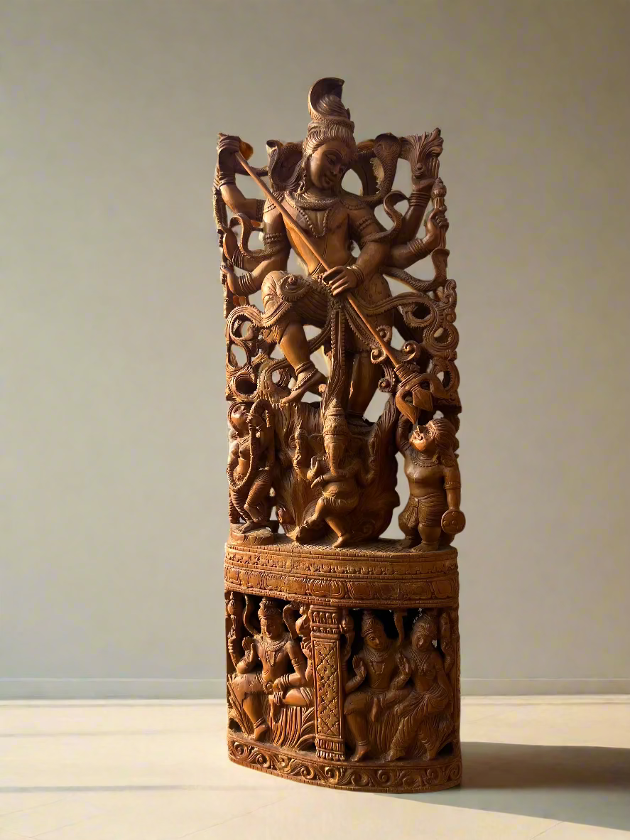 Shiva Dancing Statue with Carved Base
