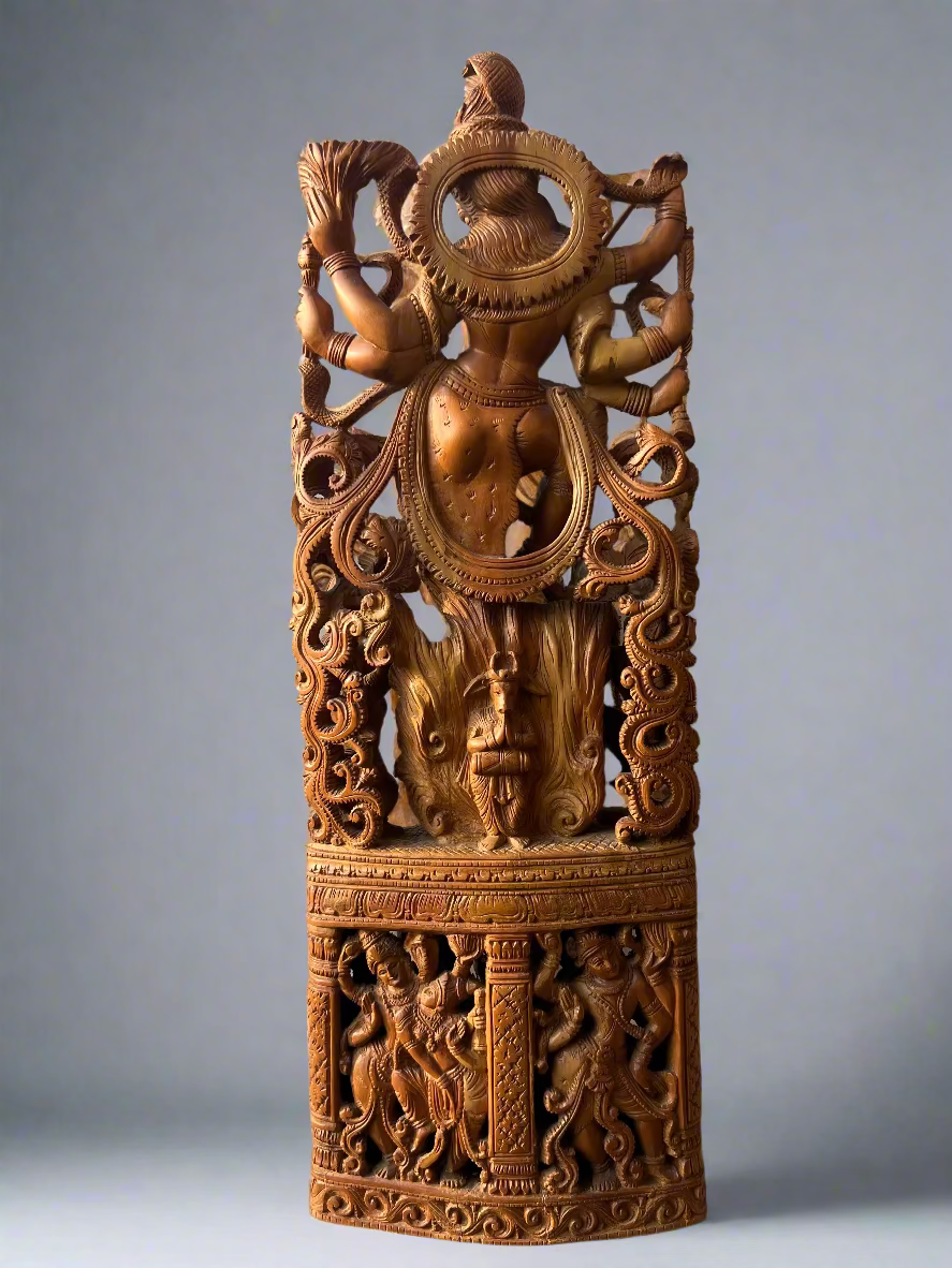 Shiva Dancing Statue with Carved Base