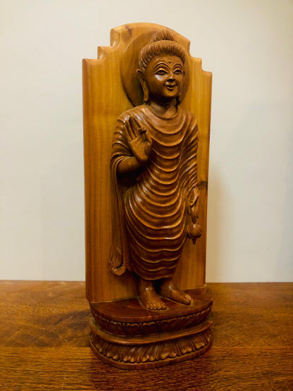 Sandalwood Smiling Buddha Blessing Statue