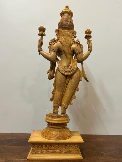 Wooden Fine Carved goddess laxmi