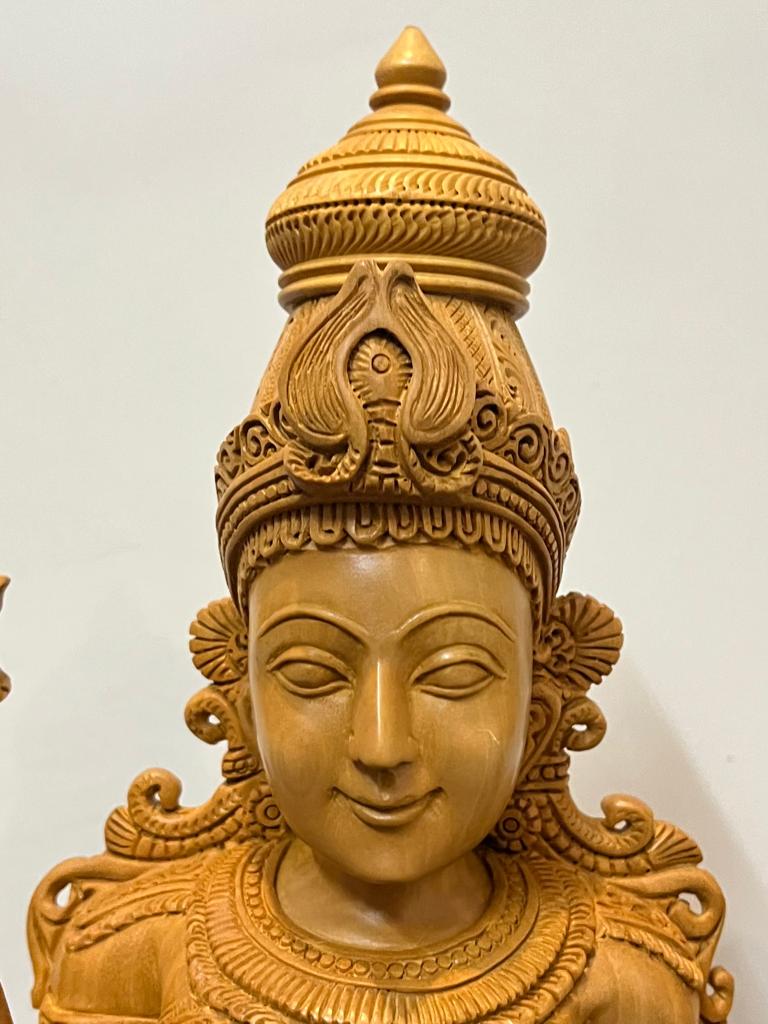 Wooden Fine Carved goddess laxmi