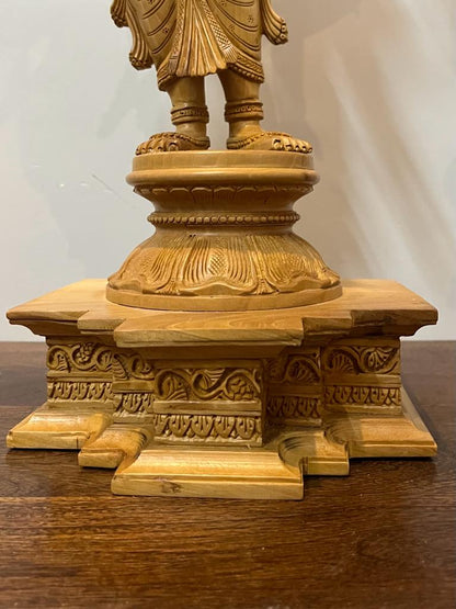 Wooden Fine Carved goddess laxmi