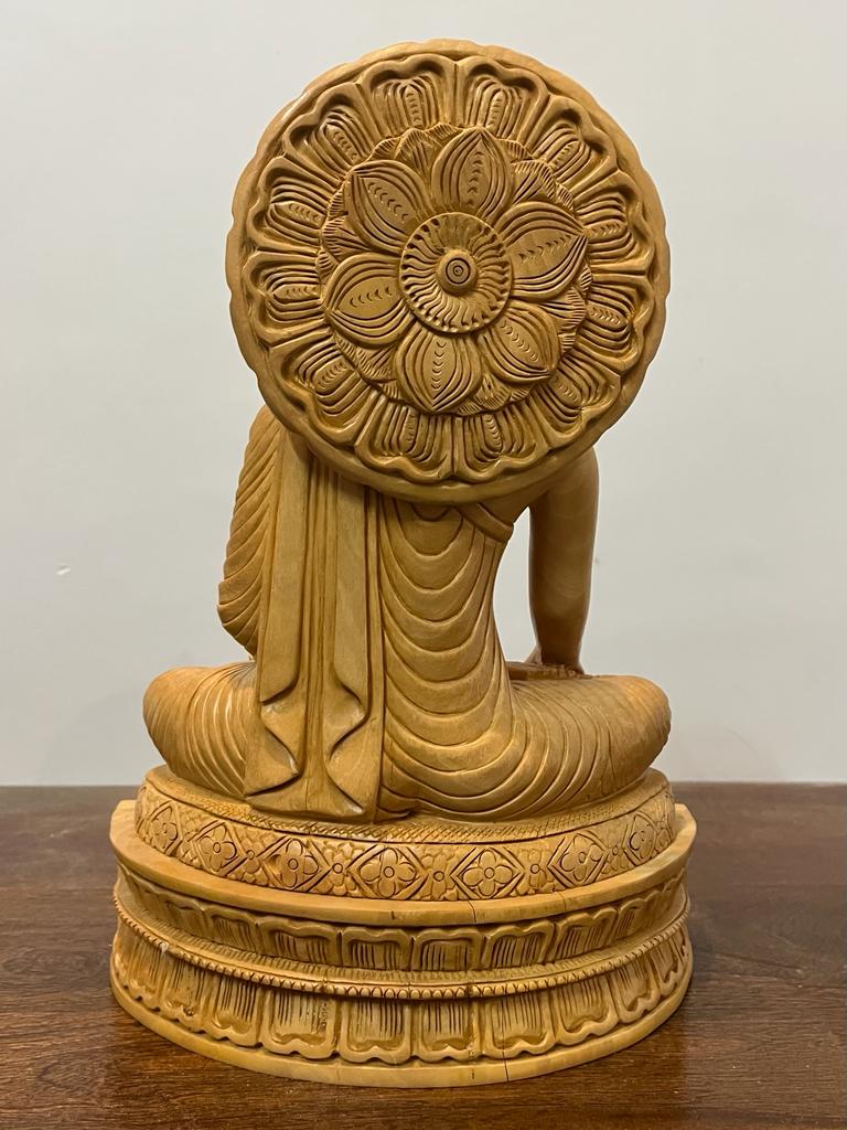 Wooden Hand Carved Meditation Buddha Statue