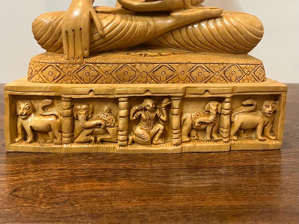 Wooden Hand Carved Meditation Buddha Statue