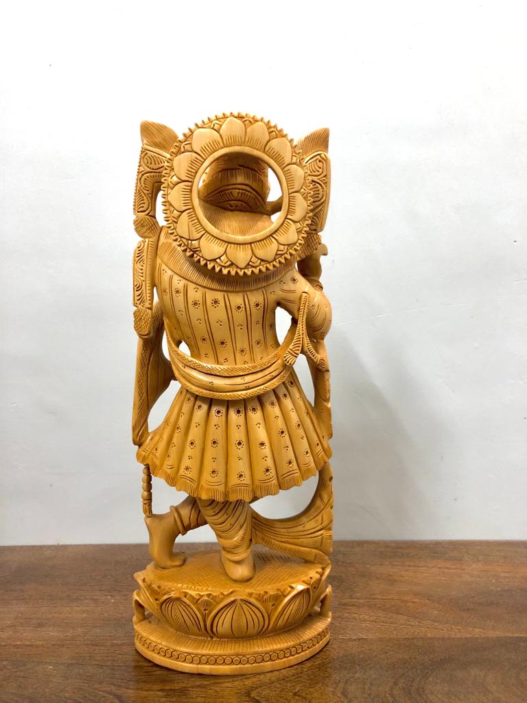 Wooden beautifully hand carved lord Krishna statue