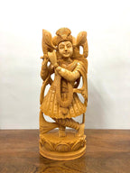 Wooden beautifully hand carved lord Krishna statue