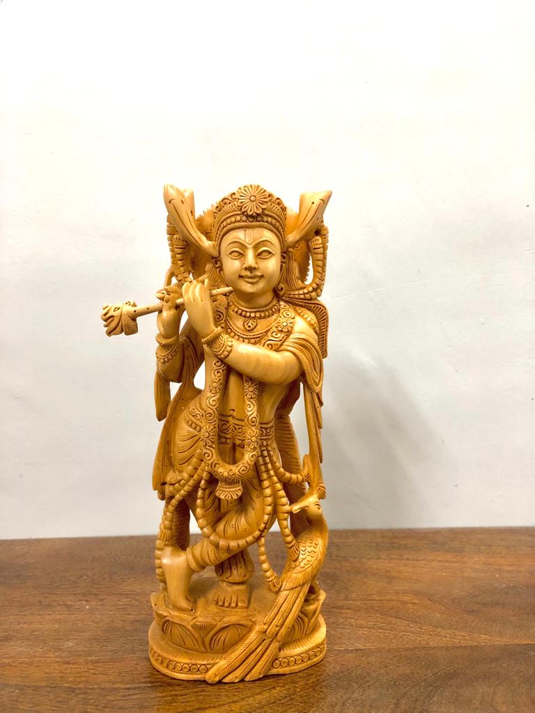 Wooden Hand Carved Krishna Standing