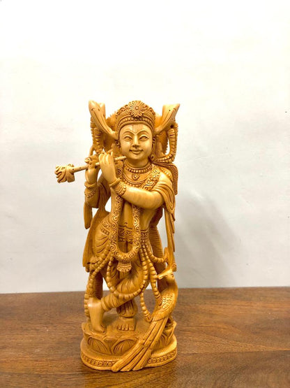 Wooden Hand Carved Krishna Standing