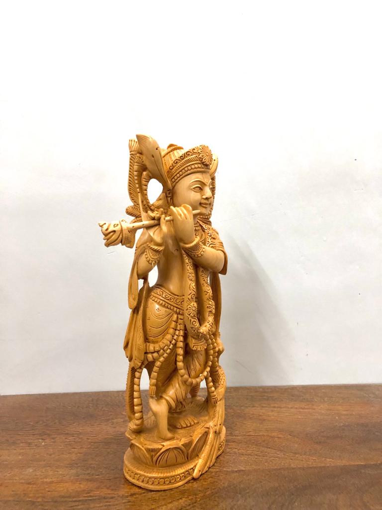 Wooden Hand Carved Krishna Standing