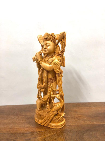 Wooden Hand Carved Krishna Standing