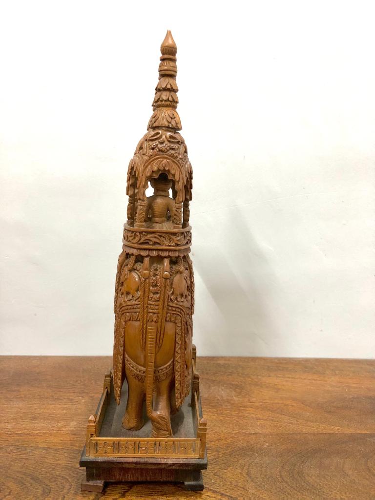 Vintage Sandalwood Fine Carved Royal Elephant Ambabari Statue