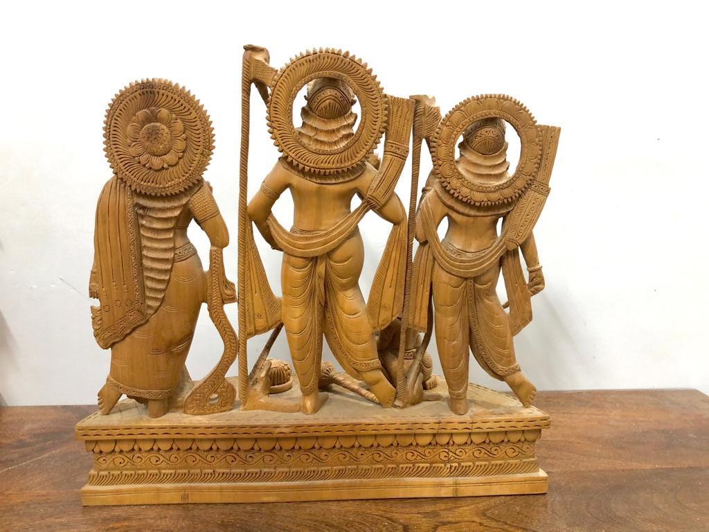 Wooden Rama,Laxman,sita and Hanumana statue