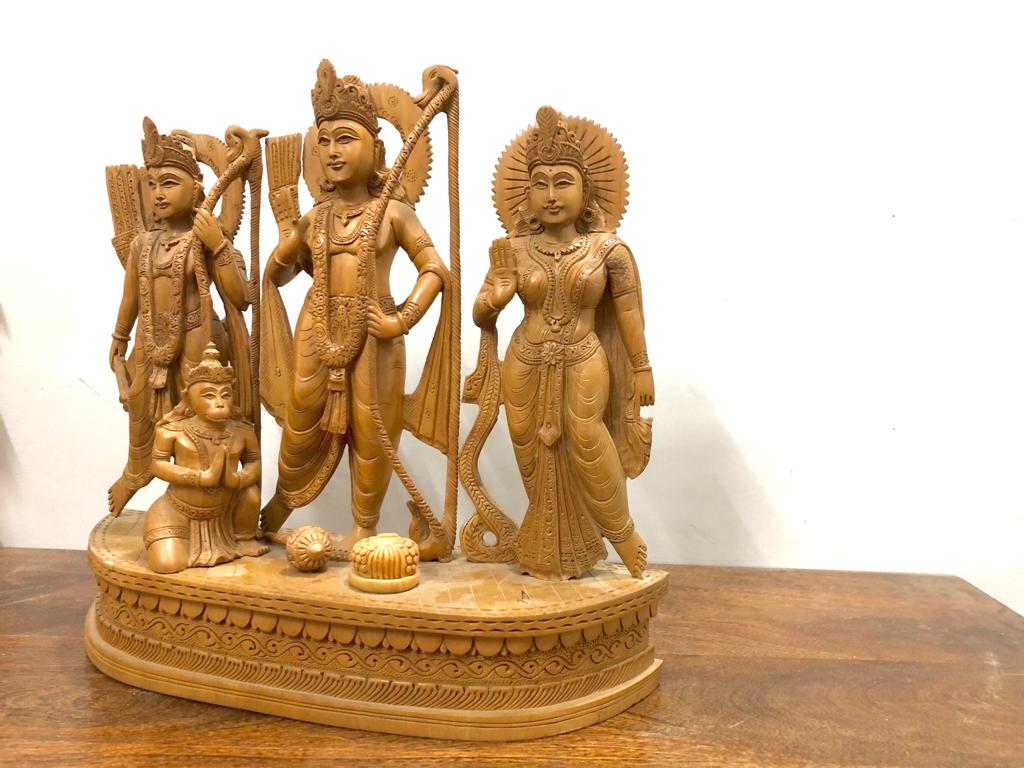 Wooden Rama,Laxman,sita and Hanumana statue