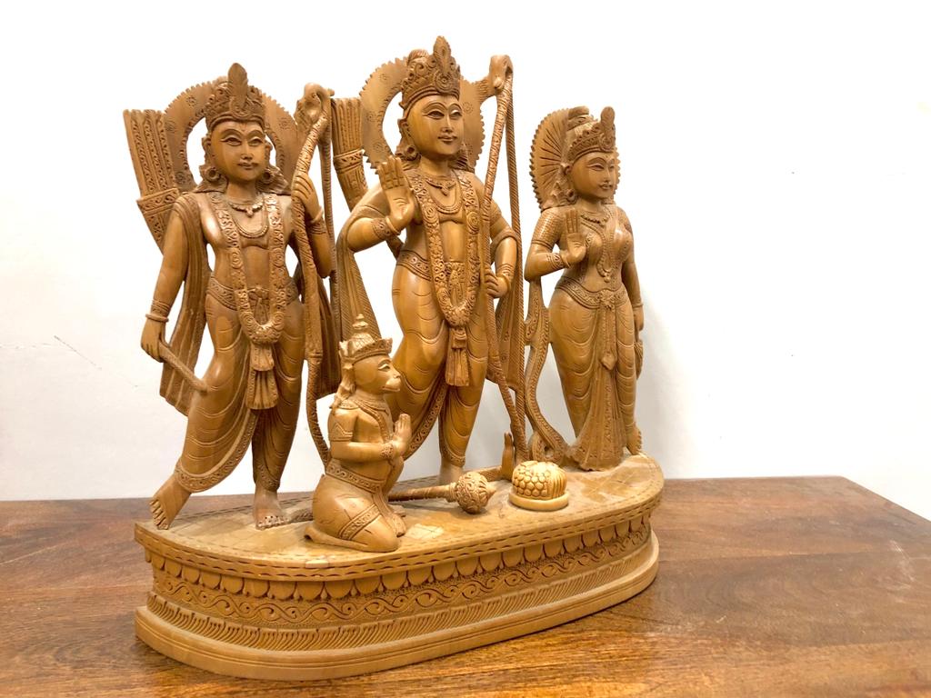 Wooden Rama,Laxman,sita and Hanumana statue