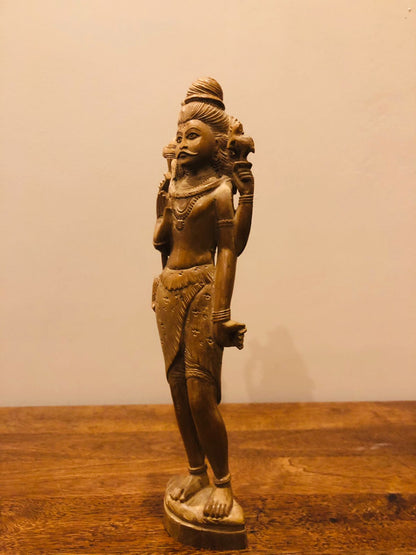 Sandalwood Vintage Shiva Standing Hand Carved Statue