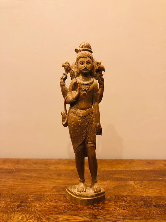 Sandalwood Vintage Shiva Standing Hand Carved Statue