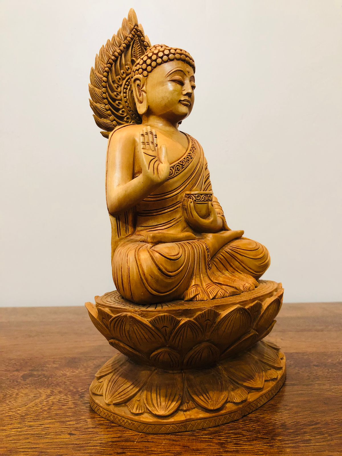Wooden Hand Carved Meditation Buddha Statue