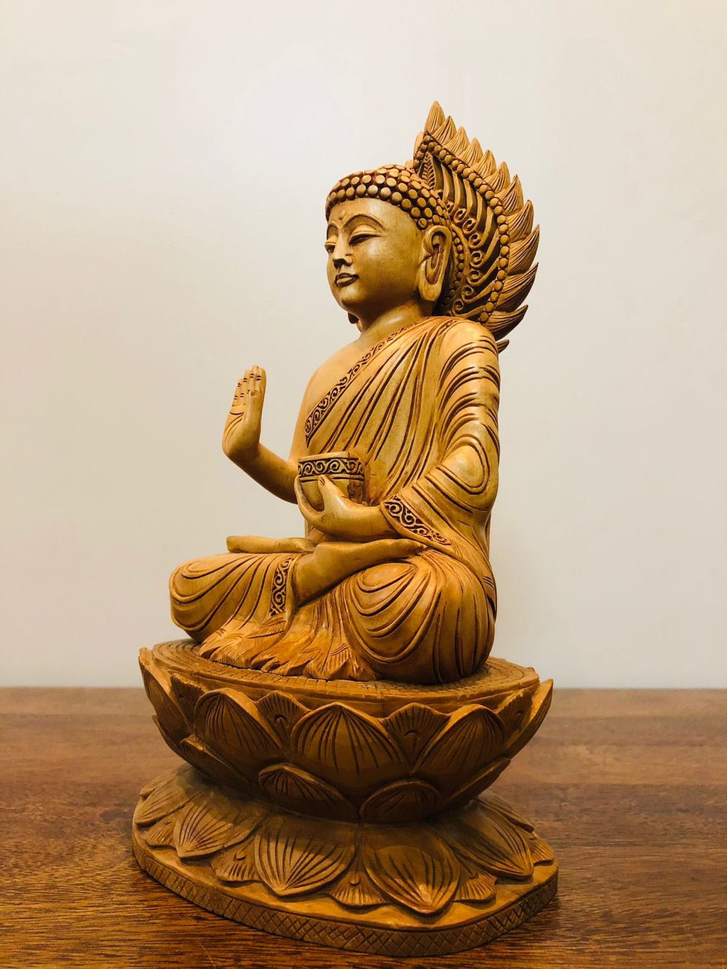 Wooden Hand Carved Meditation Buddha Statue