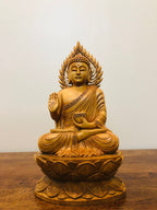 Wooden Hand Carved Meditation Buddha Statue