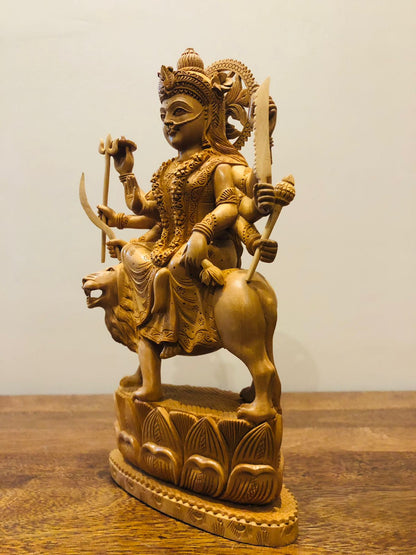 wooden Carved Durga Statue