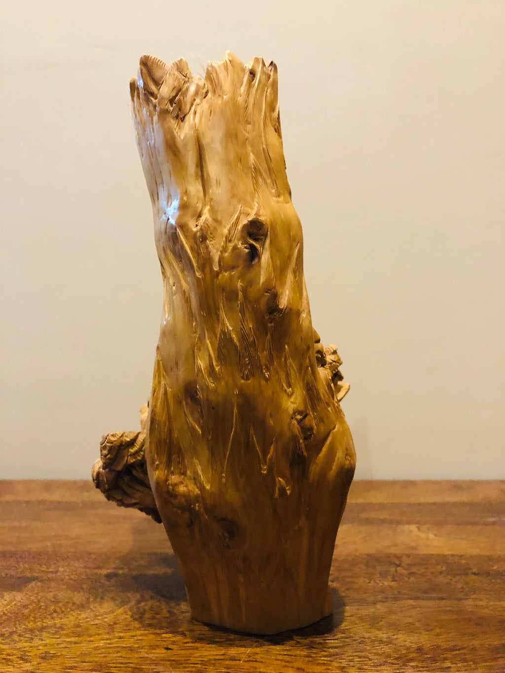 Sandalwood Root Fine Carved Jungle and Buddha Meditation Scene
