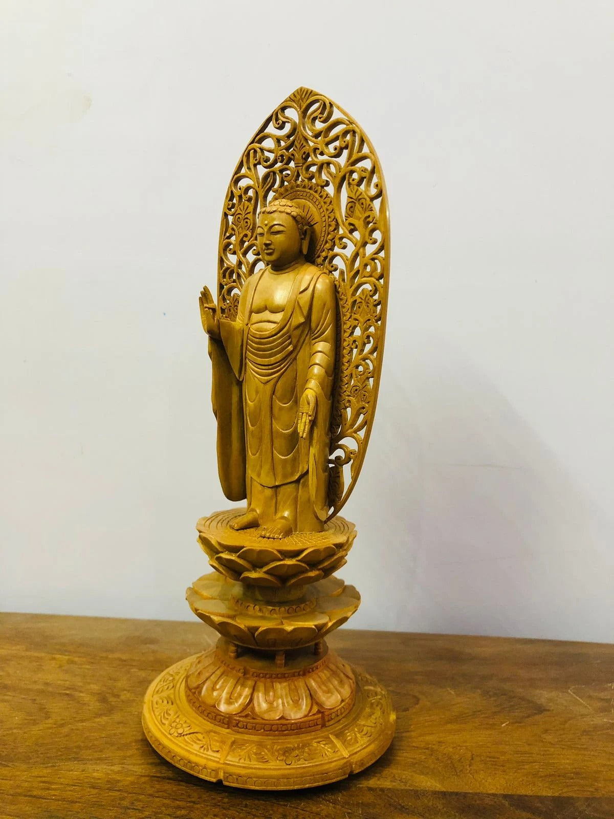 Sandalwood Standing Blessing Buddha Statue