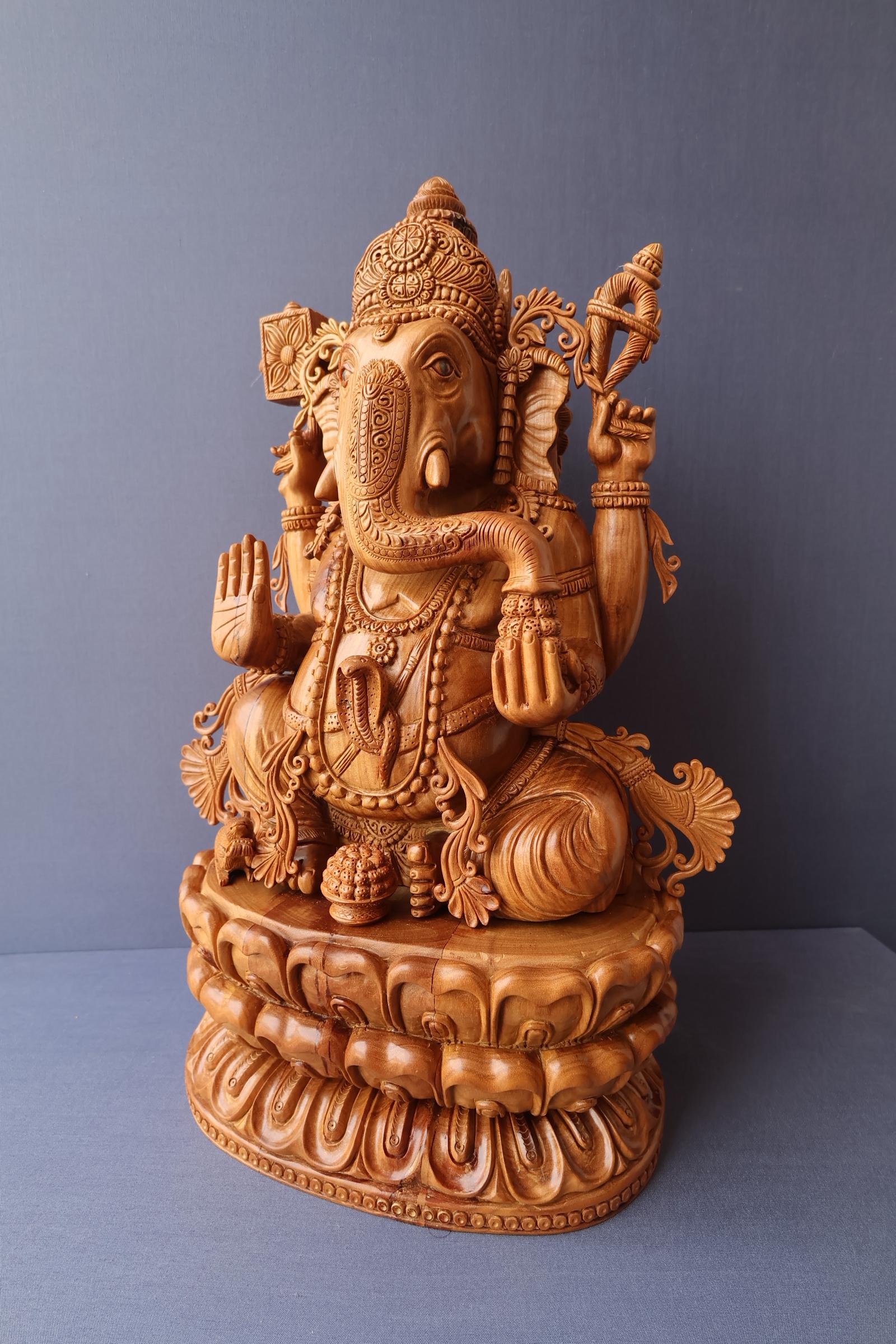 Sandalwood Special Carved Lord Ganesha - Malji Arts