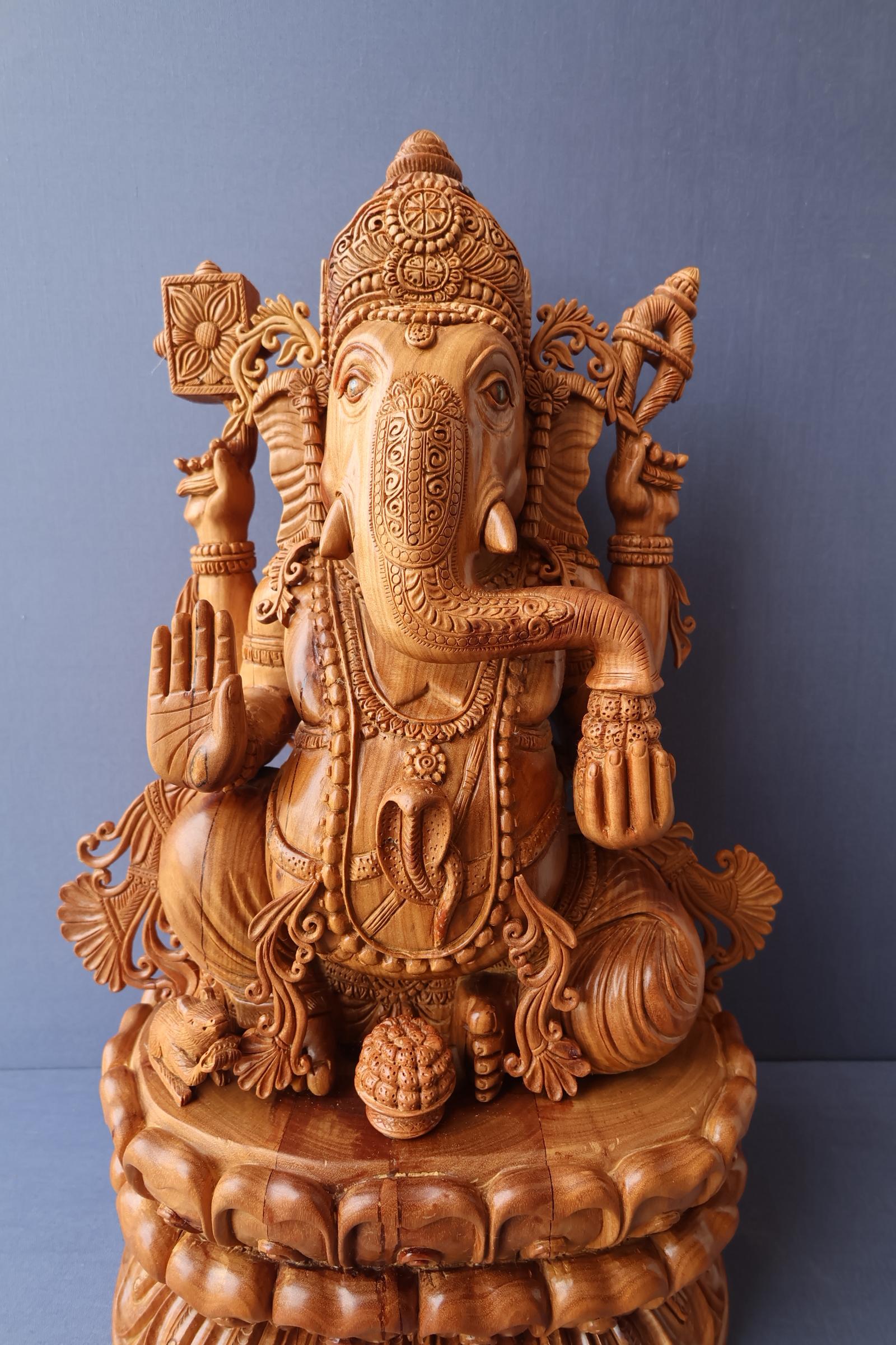 Sandalwood Special Carved Lord Ganesha - Malji Arts