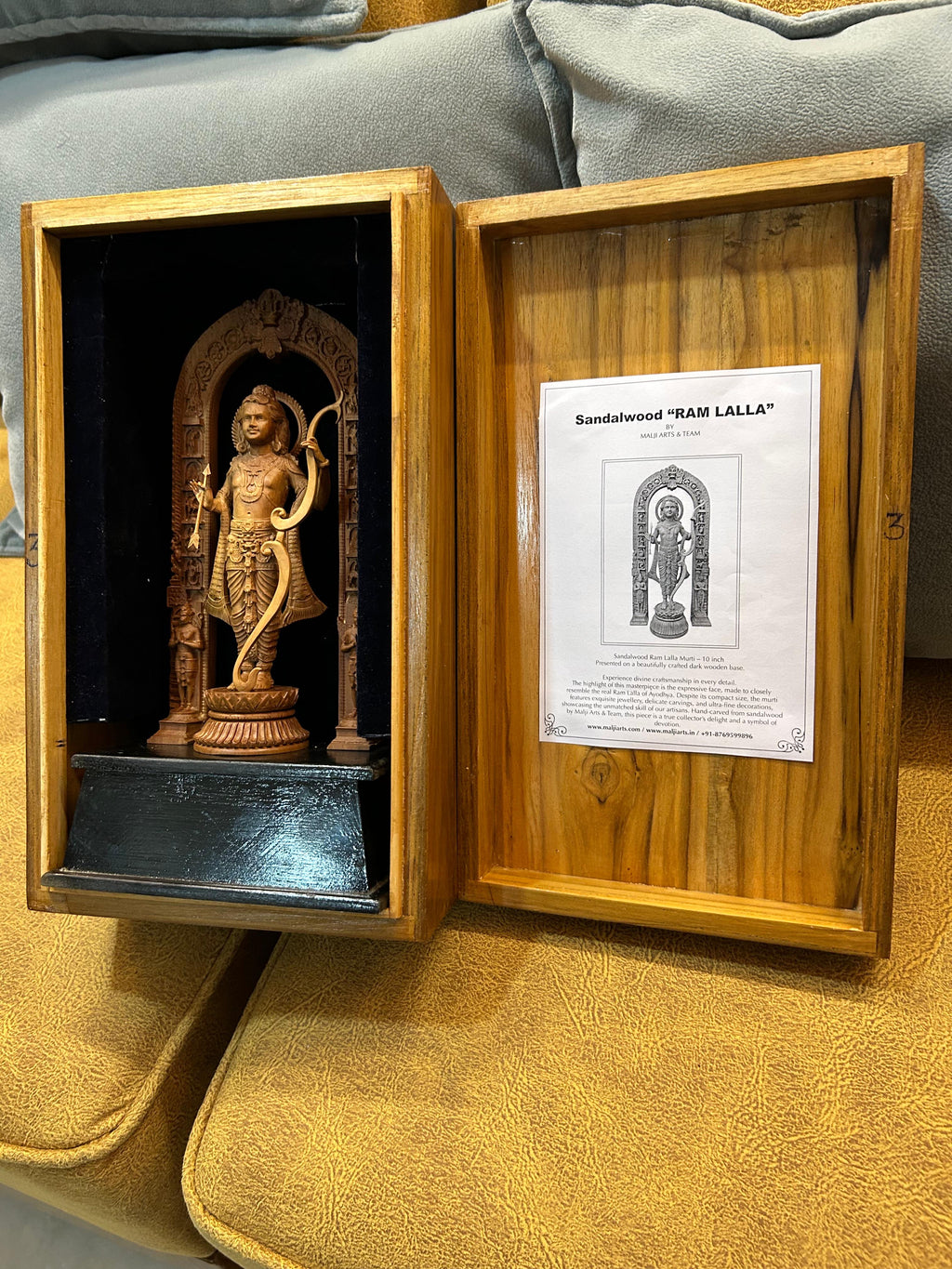 Sandalwood Ram Lalla Statue 10" inch