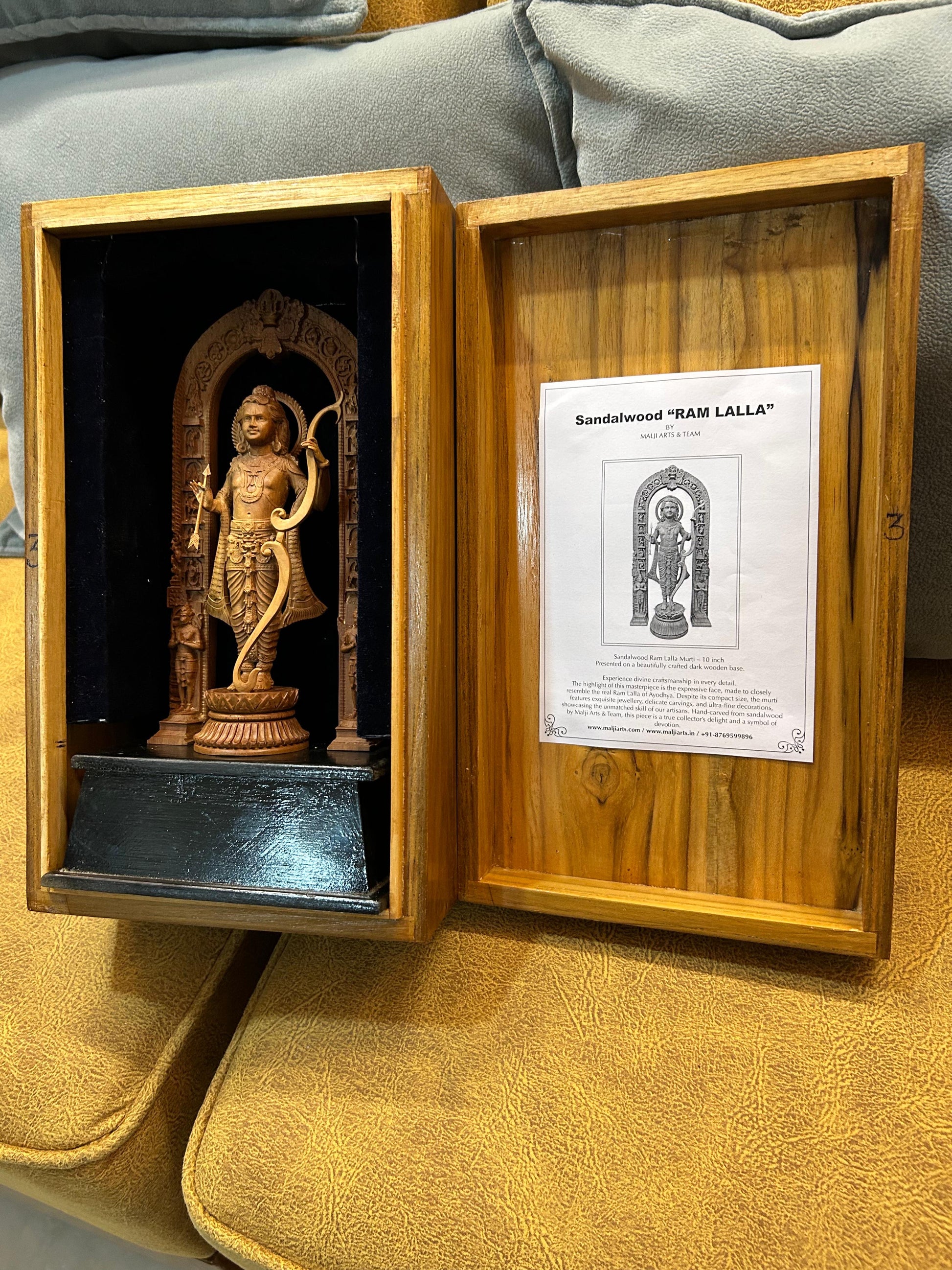 Sandalwood Ram Lalla Statue 10" inch