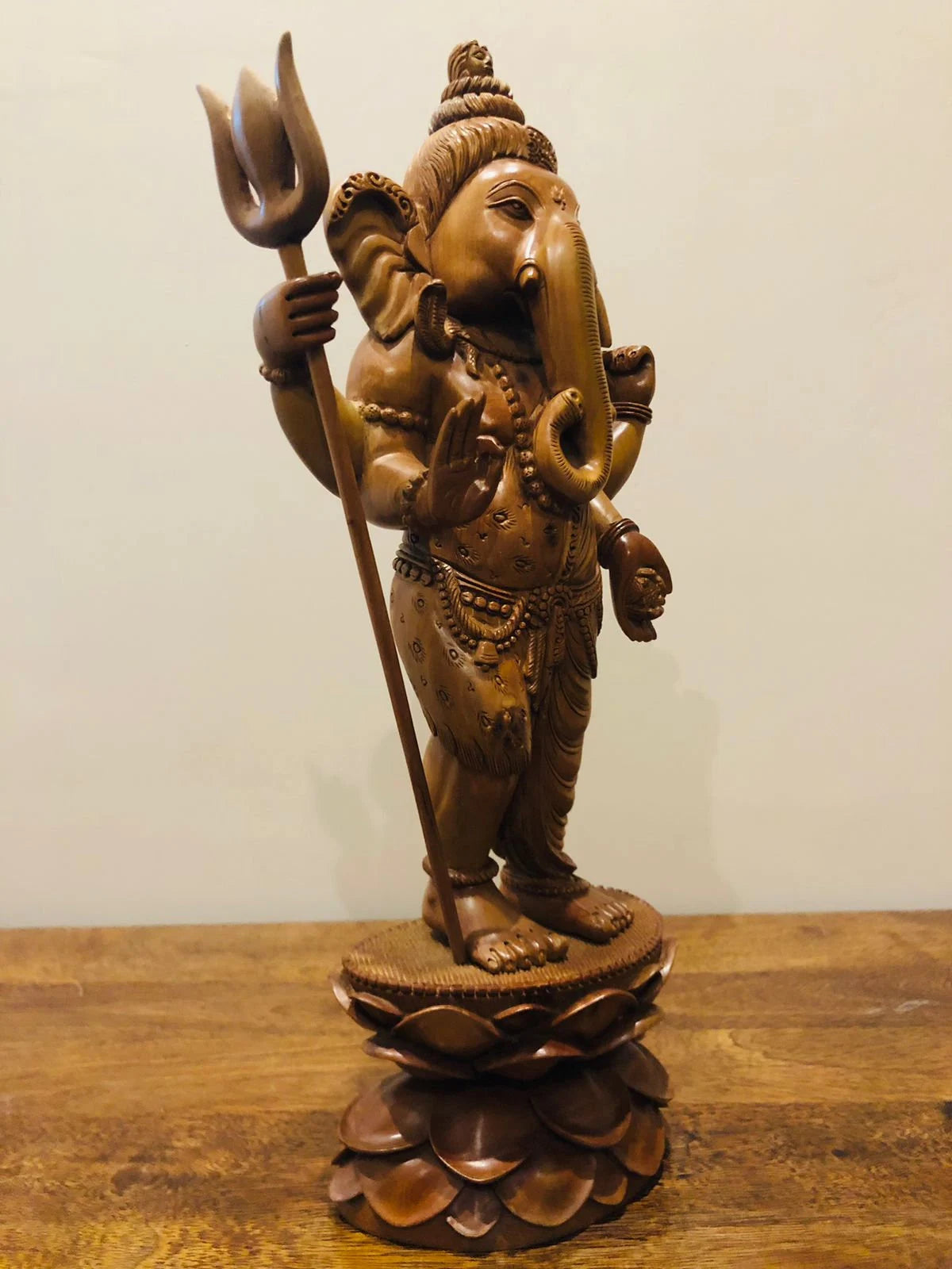 Sandalwood Standing Ganesha Indian Style Statue