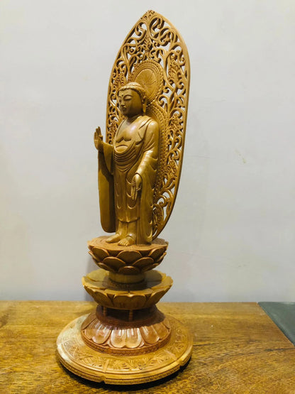 Sandalwood Standing Blessing Buddha Statue