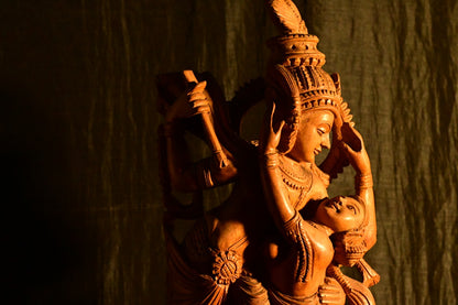 Wooden Large Radha Krishna Love Scene 22 inch Statue